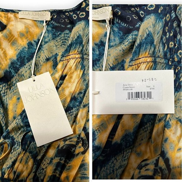 Ulla Johnson Avia Dress,  Silk floral Midi Dress Constellation, 0, New with Tag - Picture 4 of 16